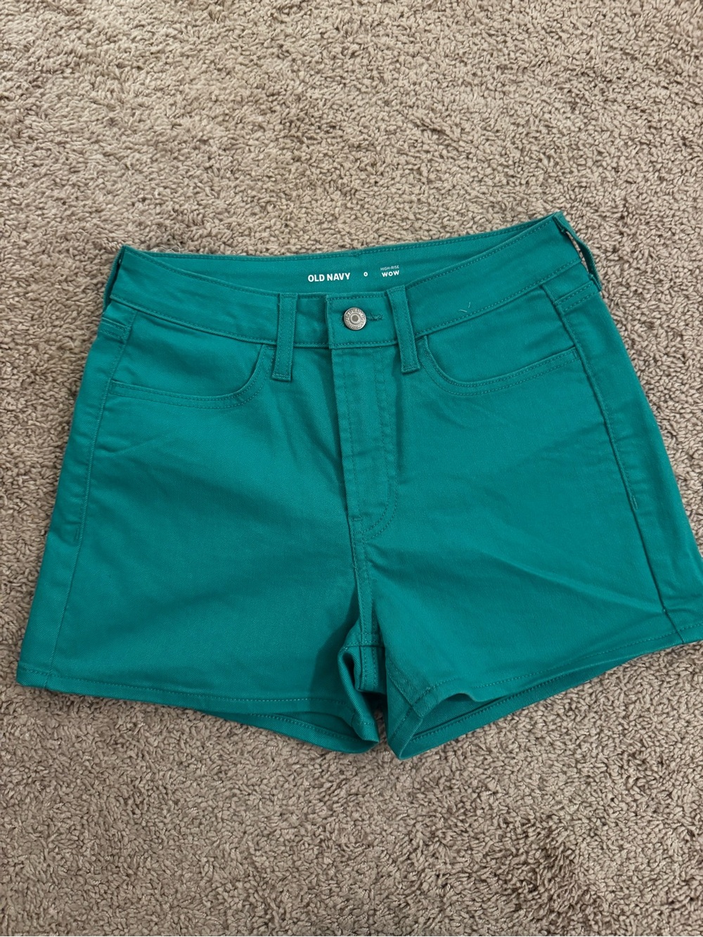 Old Navy Teal Green High-Rise Jean Shorts